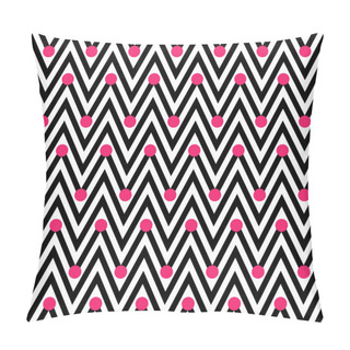 Personality  Black And White Horizontal Chevron Striped With Polka Dots Backg Pillow Covers