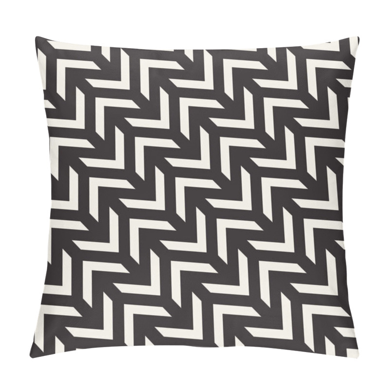 Personality  Seamless vector pattern. Abstract geometric lattice background. Rhythmic zigzag structure. Monochrome texture with chevron lines. pillow covers
