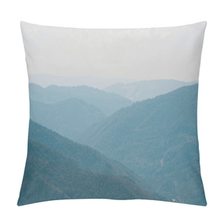 Personality  Scenic Mountain Valley With Green Trees Against Sky  Pillow Covers