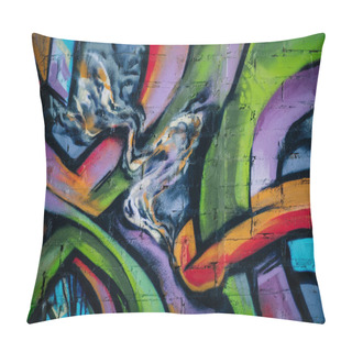 Personality  Close Up Of Colorful Graffiti On Wall In City, Street Art  Pillow Covers