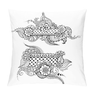 Personality  Mehndy Flowers Tatoo Templates. Pillow Covers