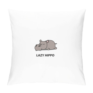 Personality  Lazy Hippopotamus Sleeping Icon, Vector Illustration Pillow Covers
