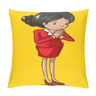 Personality  Flight Attendant In Uniform Greeting Pillow Covers