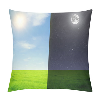 Personality  Field Green Field In Day And Night Pillow Covers