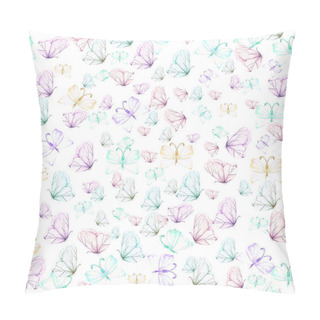 Personality  Seamless Pattern With Watercolor Tender Butterflies Pillow Covers