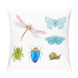 Personality  Watercolor Insect Vector Set Pillow Covers