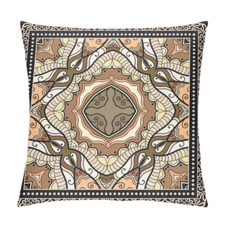 Personality  Decorative Abstract Colorful Background, Geometric Floral Doodle Pattern With Ornate Lace Frame Pillow Covers