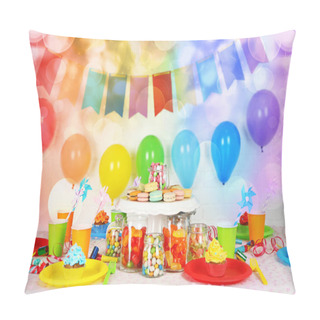 Personality  Prepared Birthday Table With Sweets For Children Party Pillow Covers