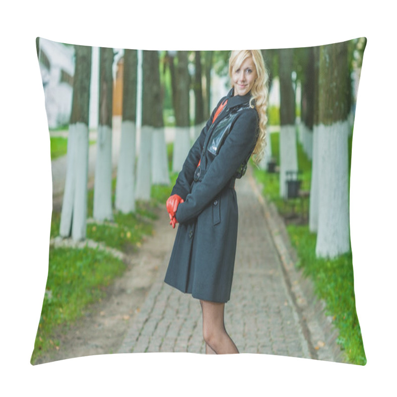 Personality  Blonde On Footpath In Park Pillow Covers