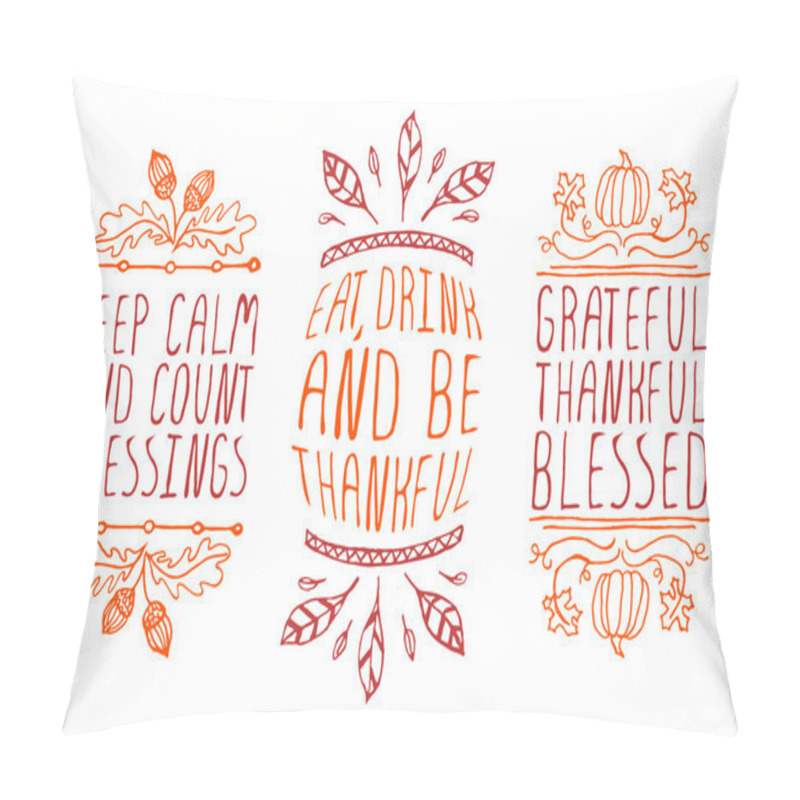 Personality  Hand-sketched typographic elements for thanksgiving design pillow covers