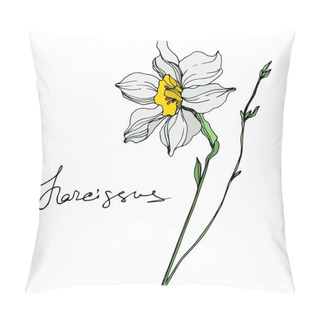 Personality  Vector Narcissus Flower Illustration Element On White Background With Lettering Pillow Covers