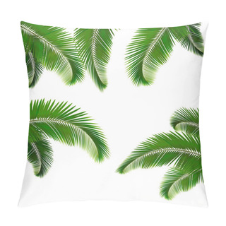 Personality  Set Of Palm Leaves On White Background Pillow Covers
