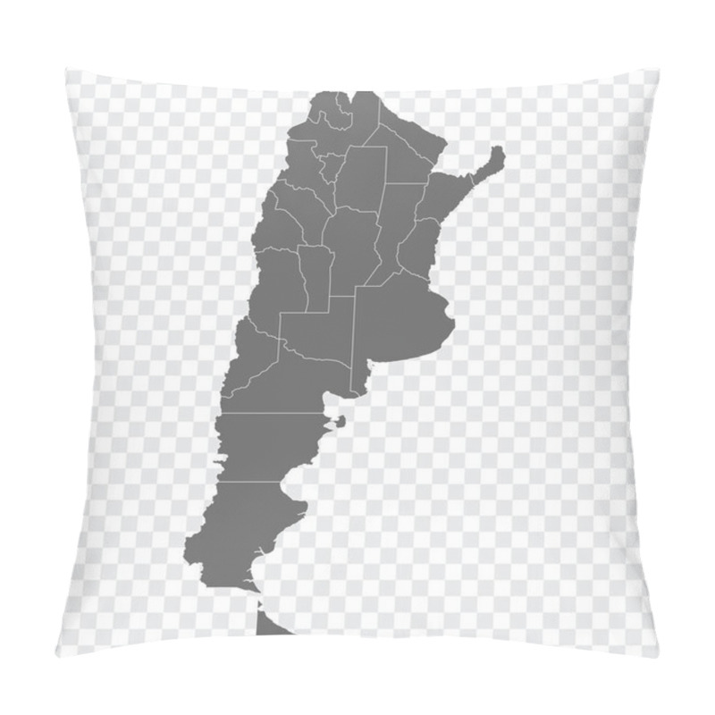 Personality  Blank map of Argentina. High quality map Argentina with provinces on transparent background for your web site design, logo, app, UI. Stock vector.  EPS10. pillow covers