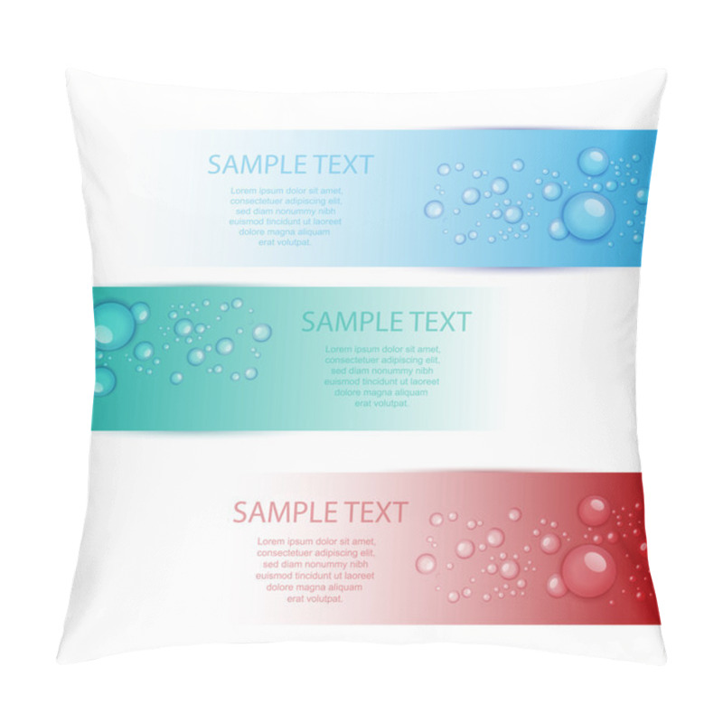 Personality  Set Of Colorful Banners With Water Drops. Vector Illustration. Pillow Covers