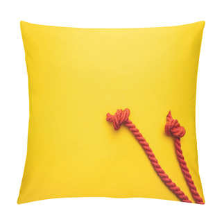 Personality  Red And Long Ropes With Twisted Knots Isolated On Orange  Pillow Covers