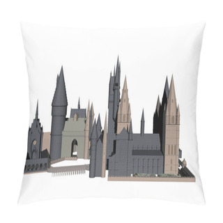 Personality  Old Castle With Cathedral Pillow Covers