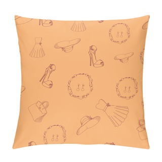 Personality  Seamless Pattern With Woman's Things - Vector Illustration Pillow Covers