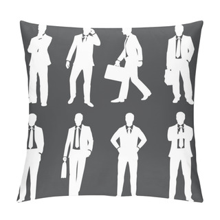 Personality  Vector Set Of White Silhouettes Of Business People Pillow Covers