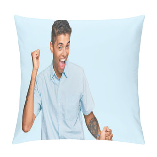 Personality  Young Handsome African American Man Wearing Casual Clothes Dancing Happy And Cheerful, Smiling Moving Casual And Confident Listening To Music  Pillow Covers
