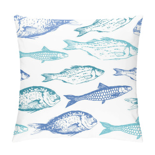 Personality  Background With Drawing Fish. Pillow Covers