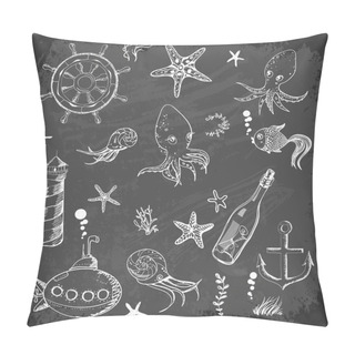 Personality  Set Of Marine Sketch Objects. Pillow Covers