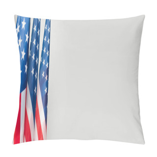 Personality  Red And Blue Flags Of America With Stars And Stripes Isolated On Grey, Banner Pillow Covers