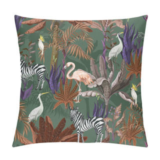 Personality  Seamless Pattern With Tropical Animals In Jungle. Vector. Pillow Covers
