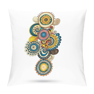Personality  Henna Paisley Mehndi Doodles Abstract Floral Vector Illustration Design Element. Colored Version. Pillow Covers