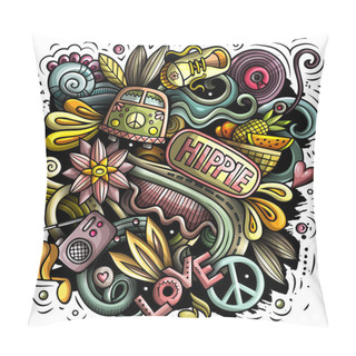 Personality  Hippie Hand Drawn Raster Doodles Illustration Pillow Covers