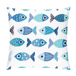 Personality  Colorful Fish. Seamless Pattern With Cute Ornamental Fish. Sea Background. Pillow Covers