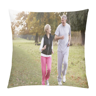 Personality  Senior Couple Power Walking In The Park Pillow Covers
