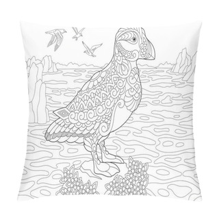 Personality  Zentangle Puffin Sea Bird Pillow Covers