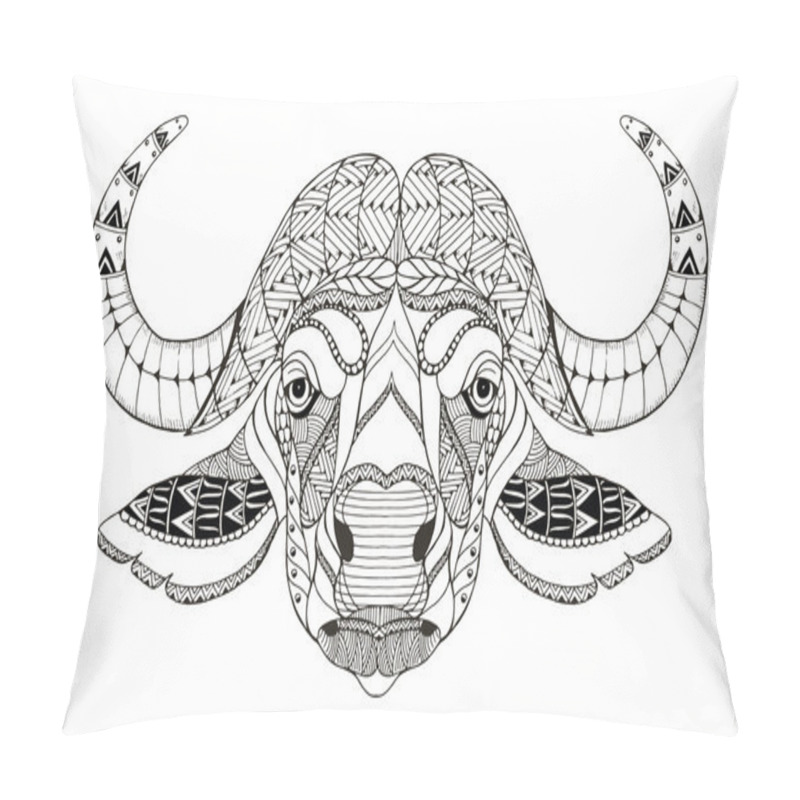 Personality  African buffalo head zentangle stylized, vector, illustration, freehand pencil, hand drawn, pattern. Zen art. Ornate vector. Lace. Coloring. pillow covers