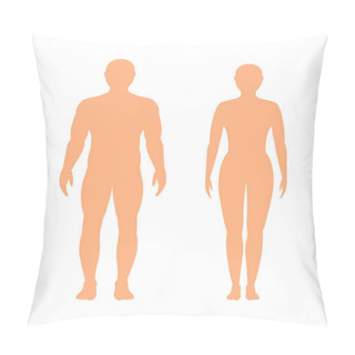 Personality  Male And Female Silhouette On White Background, Vector. Pillow Covers