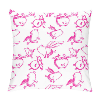 Personality  Seamless Flying Pink Pigs Pillow Covers