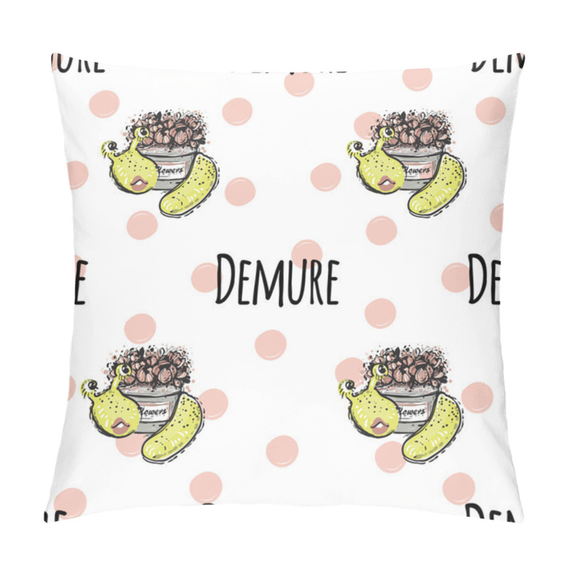 Personality  pattern with funny monsters named Demure pillow covers