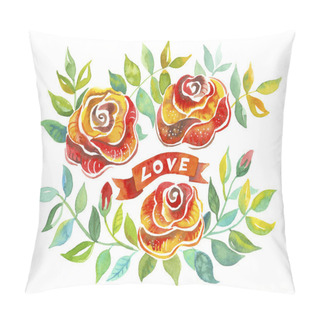 Personality  Yellow Flowers With Leaves On White Background Pillow Covers