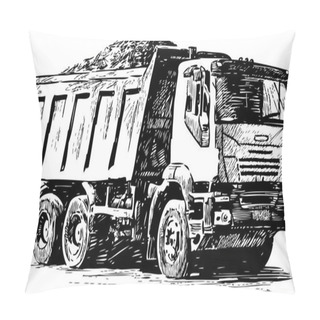 Personality  Sketch Of A Heavy Lorry Pillow Covers