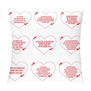 Personality  Set Of Quotes About Love And Marriage Over White Background. Sim Pillow Covers