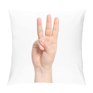 Personality  Isolated Male Hand Showing Number Three Pillow Covers
