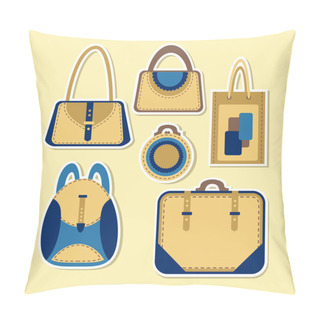 Personality  Cartoon Woman's Bag. Vector Set Pillow Covers