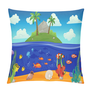Personality  Underwater World Island Composition Pillow Covers