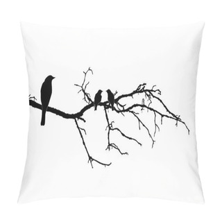Personality  Vector Silhouette Of The Birds On Branch Pillow Covers