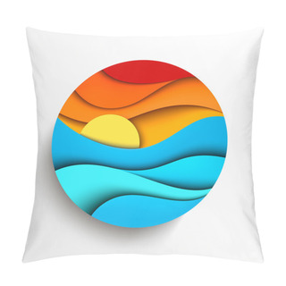 Personality  Sunset In The Sea. Vector Icon Illustration Pillow Covers