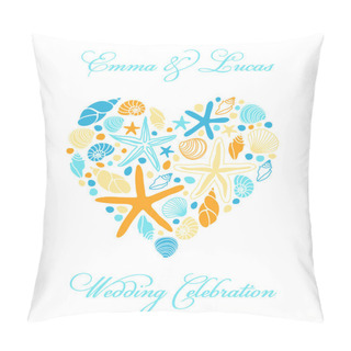 Personality  Shells And Starfishes In Heart Shape Pillow Covers