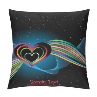 Personality  Colorful Stripes, Wave With Rainbow Heart Pillow Covers