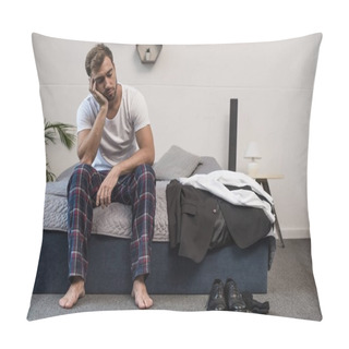 Personality  Sleepy Man Sitting On Bed Pillow Covers