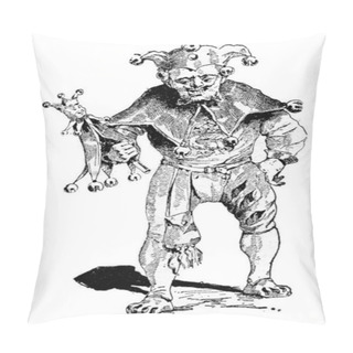 Personality  Jester, Vintage Engraving. Pillow Covers