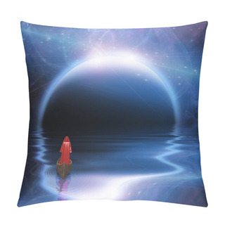 Personality  Man In Red Robe Floating To Blue Planet Pillow Covers