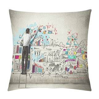 Personality  Businessman Drawing Sketch Pillow Covers